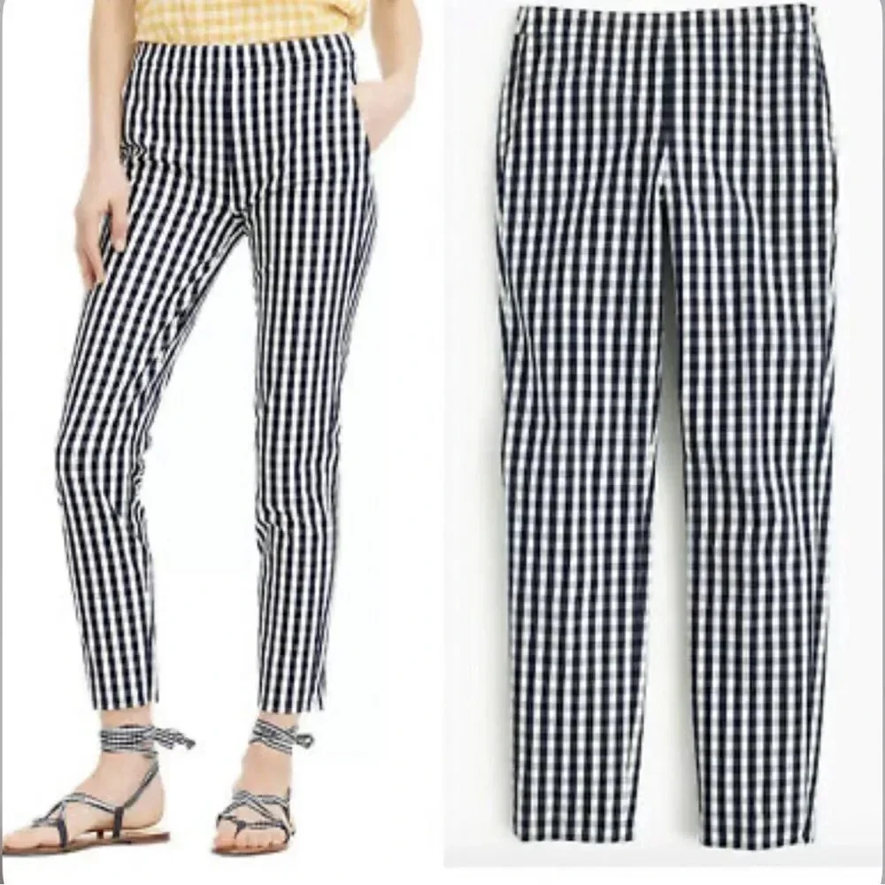 NWT JCrew Martie Pant in Navy and White Gingham